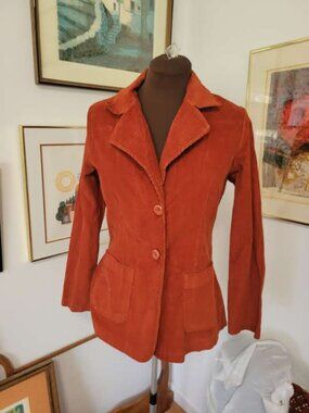 Rare Vintage 70's Cordoroy Fitted Rust Blazer Size 16 by Miss K Japan
